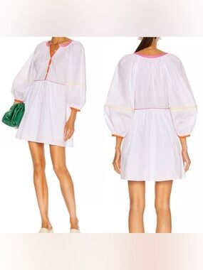 Staud "Demi" Colorblock Trimmed Button Up Mini Dress Size XS